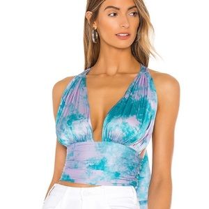 Lovers + Friends Venice Tie Dye Top - purple and blue